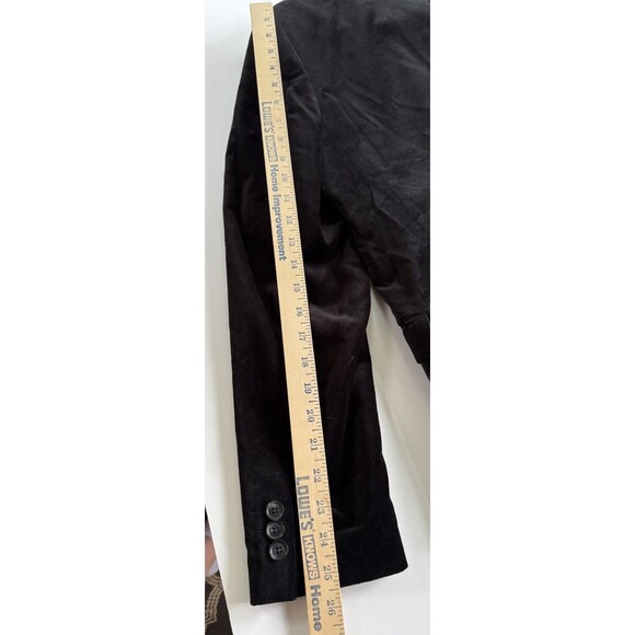 H&M Men's Blazer Sport Coat Jacket 40R Velvet Black One Button Satin Trim Lapel - Picture 10 of 11